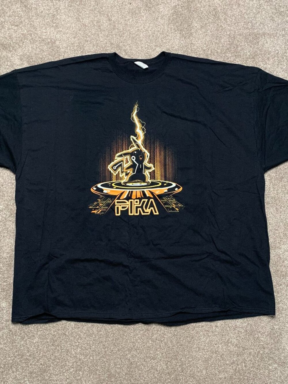 PIKA-TRON Fruit of the Loom Men Size 6XL Black Pokemon Graphic Short Sleeve T